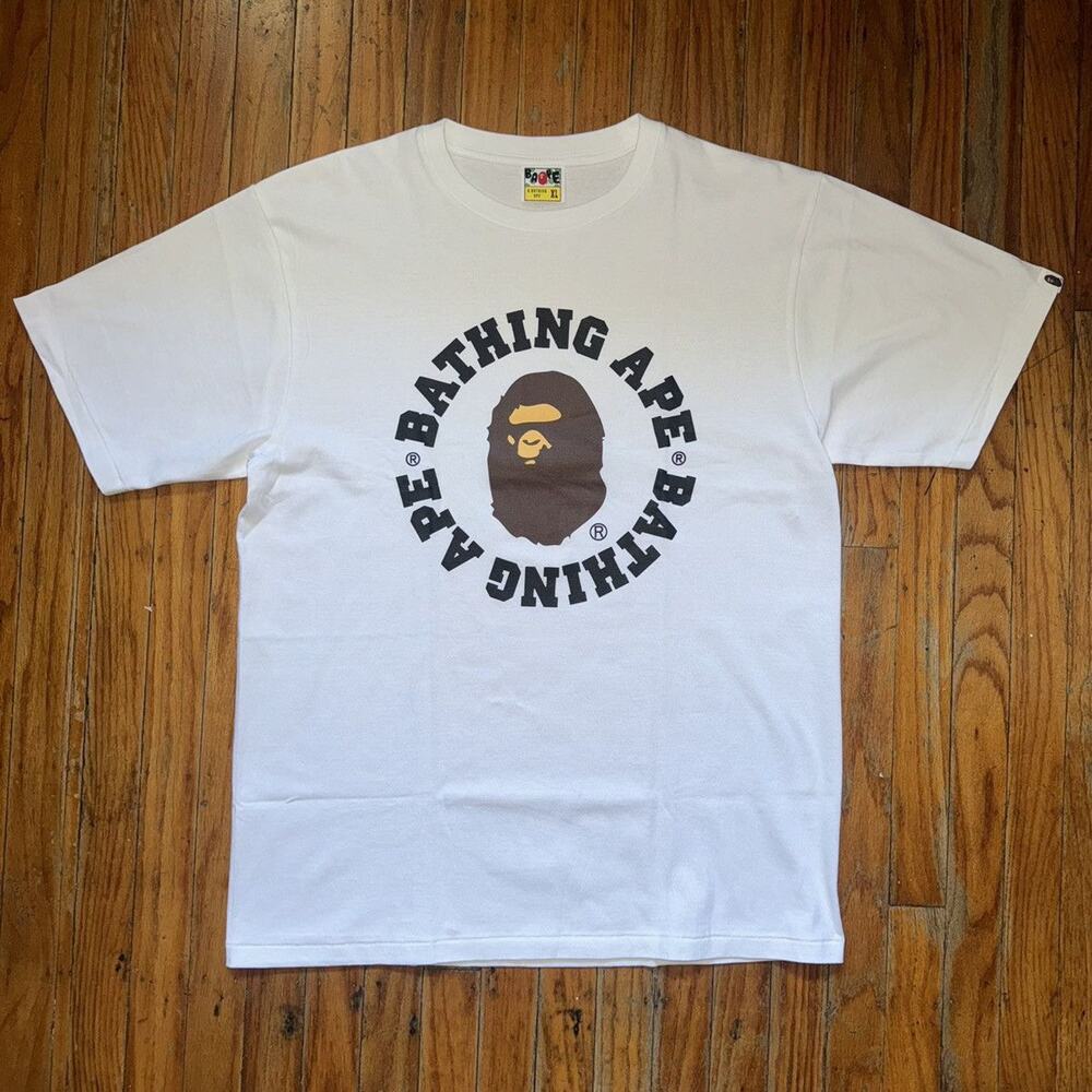 BIG COLLEGE  APE HEAD TEE WHITE/BROWN